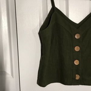 Green button down tank top